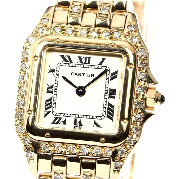 Cartier Accessories - CARTIER PANTHERE 23mm Quartz 18K Yellow Gold 1.5TCW Diamond Watch Cream Dial